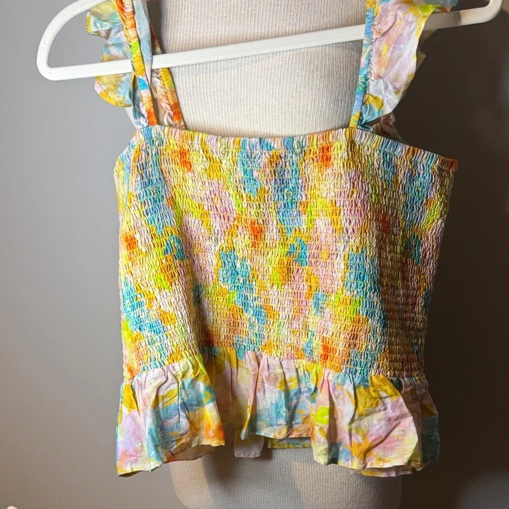 Roller Rabbit Colorful Smocked Ruffle Tank Top
